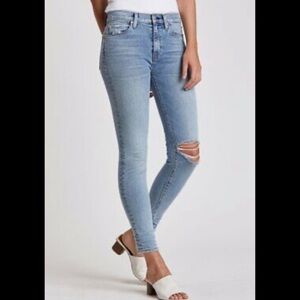 Hudson Barbara Super Skinny Light Blue Distressed Skinny Jeans